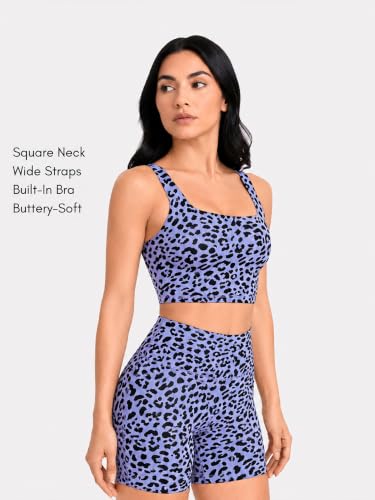 Image of Sunzel Square Neck Longline Sports Bra, Built-in Bra Crop Tank Top