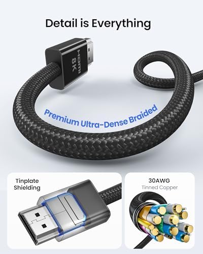 Silkland Certified HDMI 2.1 Cable for PS5, Xbox Series X/S, Switch2, 5FT Braided, Minimalist Design, 4K@120Hz 8K@60Hz, DTS:X, HDR, 48Gbps Ultra High Speed HDMI Cable Compatible with TV/Laptop/Mac Mini — view 8