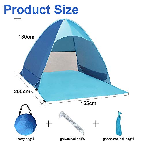 Sky Tower Automatic Pop Up Portable Outdoors Family Beach 1-3 Persons Tent Quick Cabana Sun Uv Protection Shelter Upf 50+ (Large) #TOP4