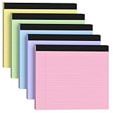 5er-Pack breite Notizblöcke, 27,9 x 24,1 cm, Querformat, Rosa, Lila, Blau, Grün, Gelb, College-Notizblock, schmal, liniert, 30 Blatt pro Notizblock, perforiertes Schreibpapier, dicke Rückwand