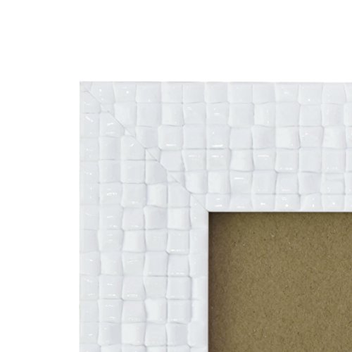 Ecohome 5X7 Picture Frame White Tile - Modern Mosaic, Ornate, Mount Or Tabletop Display Frames #TOP1