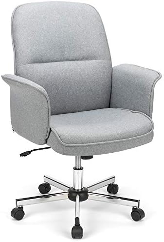 FlamingoCasa Office Chair Ergonomic Comfy Computer Chairs with Adjustable Height, Mid Back Modern Swivel Desk Chair with Lumbar Support for Home Office, Grey