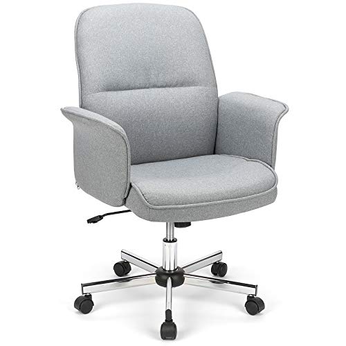 Flamingocasa Office Chair Ergonomic Comfy Computer Chairs With Adjustable Height, Mid Back Modern Swivel Desk Chair With Lumbar Support For Home Office, Grey #TOP1