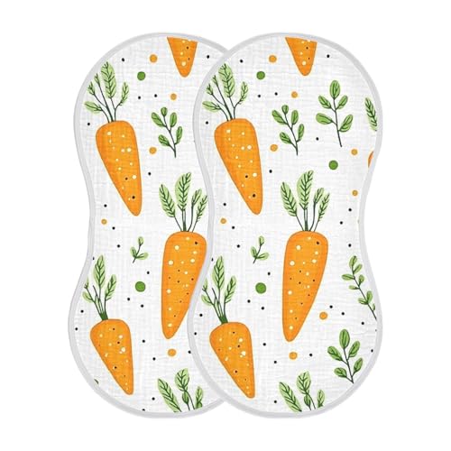 4 Pack Baby Burp Cloths, Soft Absorbent Burping Cloths for Babies, Cotton Milk Spit Up Rags, Large Size for Newborns, Baby Boys and Girls (Cute Carrot)3