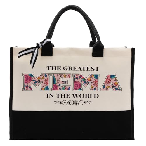 Mema Gift for Mother's Day, Canvas Tote Bag for Gifting, Mema Cotton Canvas Tote Bag, Shoulder Beach Bag, Novelty Present for Mema, Mema Canvas Bag Gift, The Greatest Mema In the World
