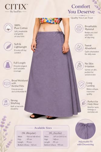 Image of CITIX Pure Cotton Petticoat for Women's Saree | Adjustable Drawstring Waist