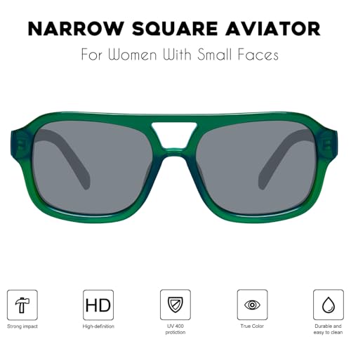 Image of mosanana Small Square Aviator Sunglasses for Women MS52362 | Retro Narrow Frame, UV400 Protection, Designed for Daily Outfits, Travel and Fashion Looks