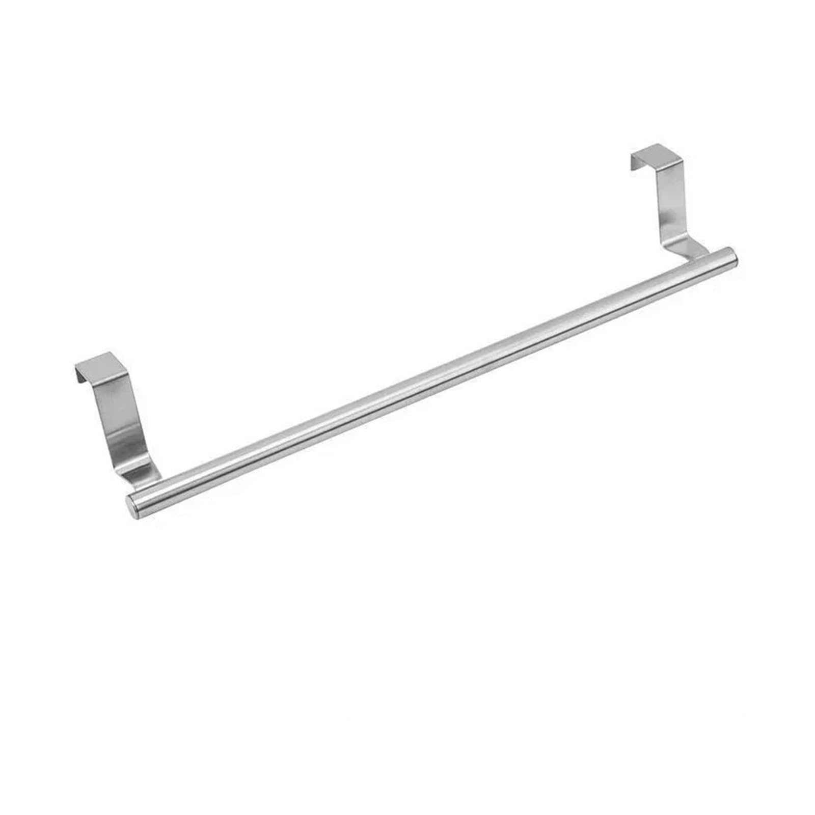 1pc Stainless Steel Over Door Towel Rack Bar Holders For Universal Fit On Cabinet Cupboard Doors(Silver 36cm)