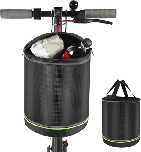 RUTU Waterproof Scooter BasketThickened Folding Electric Scooter Handlebar Front Bag Features a Zippered Top Cover for Rain and Splash Protection Also Suitable Folding Bikes and WomenS Bicycles