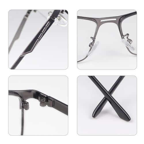 Miryea Photochromic Bifocal Reading Glasses Men Women Transition Sunglasses Uv Protection Sun Readers Far And Near Dual-Use Lens Blue Light Blocking Eyeglasses Full Rim Metal Frame Presbyopia Eyewear thumb #3