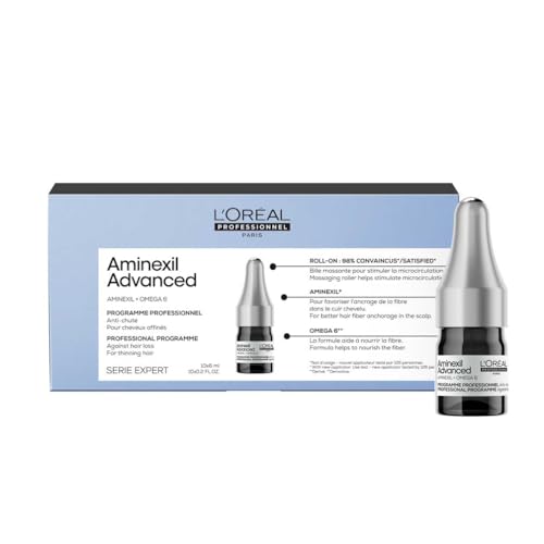 L'Oréal Professionnel, Tratamiento Anticaída para un Aspecto Más Denso y con Más Cuerpo, Aminexil Advanced, 10x6ml