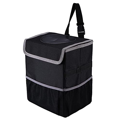 Product Image of the Olitec Car Trash Can with Lid and Pockets Accessories Leakproof/Waterproof Organizer Bin for Storage Garbage Can Bag Trunk Back/Front Seat 2.5 Gallon