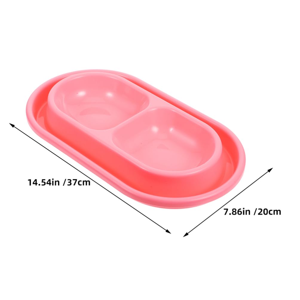 BESTonZON Ants Away Cat Dish - Double Plastic Pet Feeding Bowls, Food and Water Feeder for Small to Medium Dogs and Cats, Ideal for Indoor and Outdoor Use (Pink L)