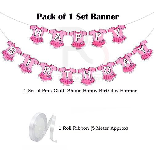 Image of Rozi Decoration Baby Dress Theme Little Ones Birthday Banner (Banner-Pink)