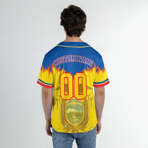 Jersey personalizado de béisbol de Ecuador, nombre y número personalizados, diseño con bandera nacional, regalo para fanáticos de Ecuador miniatura 4
