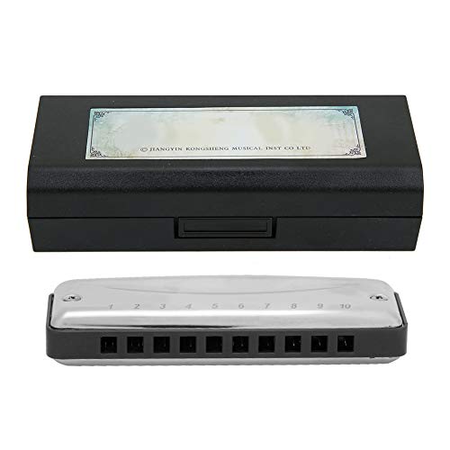 Blues Harmonica ， Blues Harmonica 10 trous Mouthorgan B clé Portable débutant cadeau haute brillance étanche Instrument débutant cadeaux(noir) instrument à vent