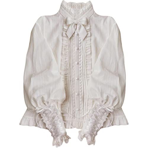 Japanese Lolita Vintage Long Sleeve Blouse and Shirts Sweet Teens Elegant Lace Fashion Button Down Ruffle Cute Tops