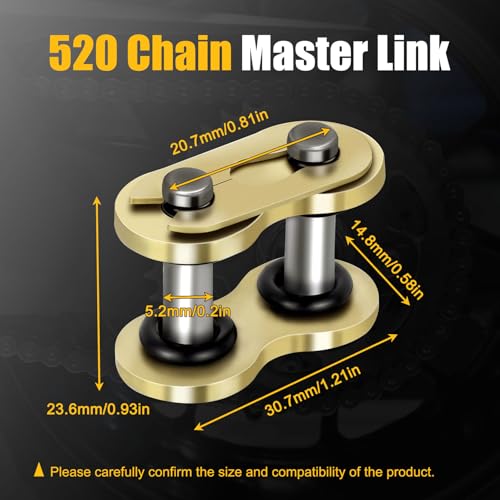 Image of 4 Pack 520 Chain Master Link O-Ring Heavy Duty 520HV Master Connecting Links Chain Link Connector Replacement for Motorcycle Dirt Bike Pitpro Agricultural Machine Tractors