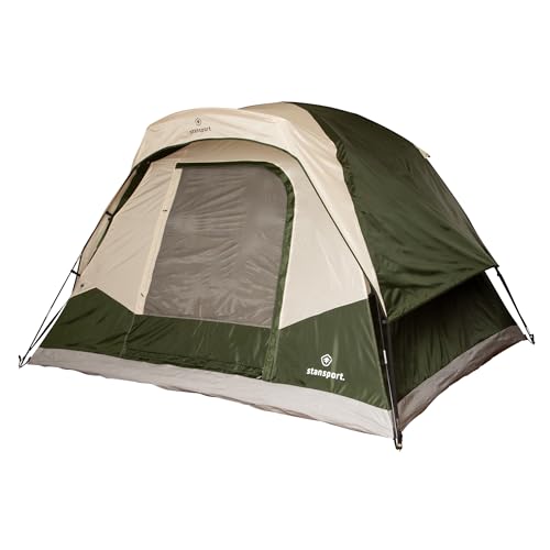 Stansport Frontier 6-Person Dome Tent with Full Rainfly – 10' x 9' Family Camping Tent with 6'4" Center Height – Weatherproof Bathtub Floor, E-Port, and Stargazing Mesh Roof – Includes Carry Bag