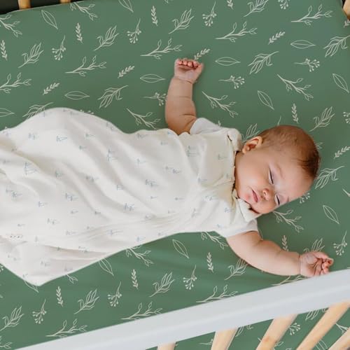 Image of BROLEX Baby Fitted Crib Sheets: Kid Crib Sheets - Set of 2 for Toddler Standard Size Crib Mattress for Boys and Girls - Jersey Knit Crib Bed Sheets Sika Deer&Foliage