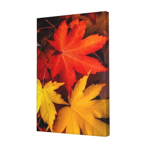 Impression sur toile feuilles d'automne déco chambre moderne tableau 45x30 cm OUSIKA