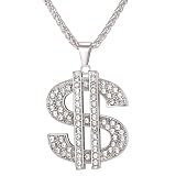 U7 Men Hip Hop Jewelry Stainless Steel Chain 22 Inch Big Dollar Sign Pendant Necklace