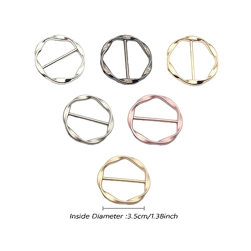 SURALIN Pack of 6 Women's Metal T Shirt Clip Buckle Scarf Ring Buckle Clothing Corner Button Metal Round Circle Clip Buckle Clothing Ring Wrap Holder - Image 2