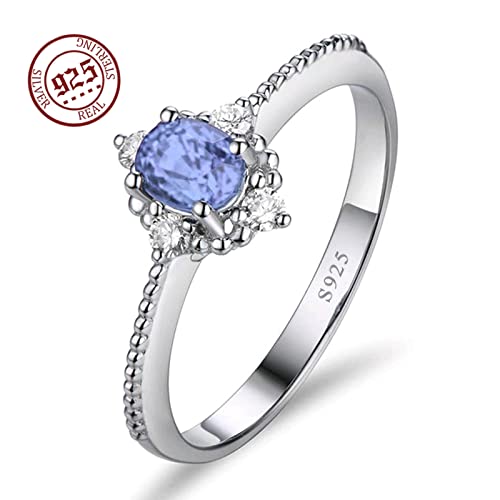 Bague Argent 925 Femme Simple sertie d'un Zirconium Violet Ovale Premium