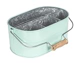 Alpha Living Home Galvanized Utensil Silverware Caddy - 13.5' L x 10' W x 5.5' H Mint Green Multi-Compartment Organizer for Kitchen, Picnic & Party