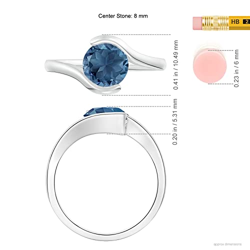 Angara Semi Bezel-Set Solitaire Natural London Blue Topaz Bypass Ring In Silver Size 6 (8Mm Round 2.35 Cttw) - Gift For Mom #TOP4