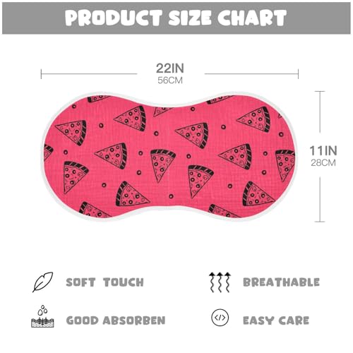 2 Pack Muslin Burp Cloths Pizza Rose Red Cotton Baby Burp Cloths Extra Absorbent and Soft Burping Cloth for Newborn Boys Girls, Large 22" x 11"2