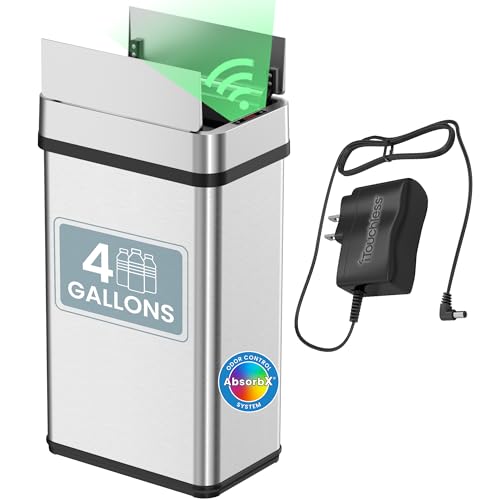 iTouchless 15 Liter / 4 Gallon Stainless Steel Wings Open