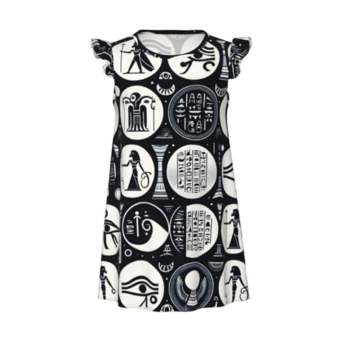 Augenstern Flutter Sleeve Nightgown Pajama Gown Hieroglyphics-All-See-Eye-Egyptian Easy Pull-On Sleepwear Nightdress