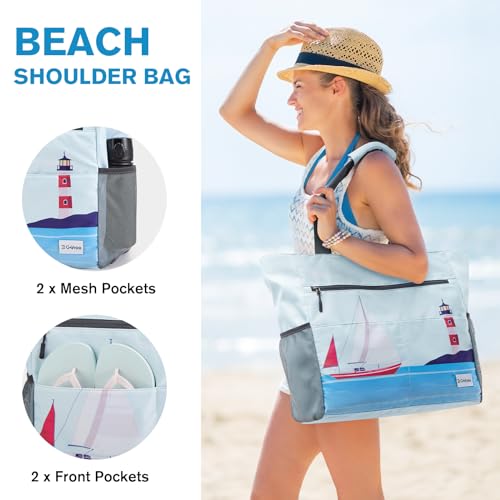 Image of G4Free Beach Bag, Waterproof Sandproof Beach Tote Bag, Large Capacity Foldable for Women