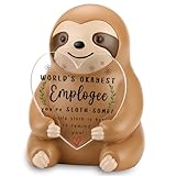 EFFJNSG World’s Okayest Employee Sloth Figurine with You’re Sloth-Some! Heart Plaque, Motivational Inspirational Gift for Employee, Coworker, Office Desk Decor, Resin Collectible ES040