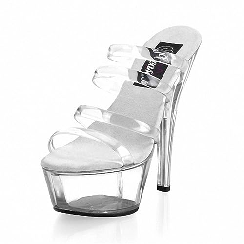Talons hauts 15 cm sandales bouches de poisson transparentes femme été bout ouvert