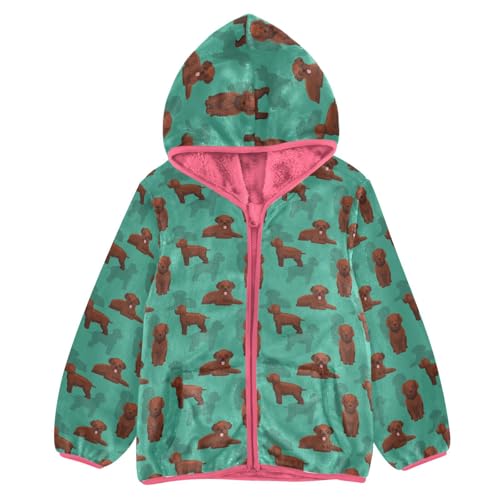 Dog Lagotto Romagnolo Toddler Fleece Jacket Baby Girls Hooded Zipper Long Sleeve Thick Warm Outerwear 3-10 Years