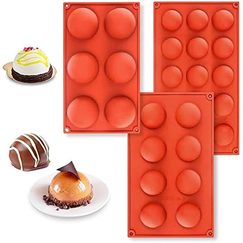 Half Sphere Mould, Round Silicone Moulds Chocolate Moulds Silicone Shapes Half Sphere Jelly Moulds Silicone Baking Moulds for Making Hot Chocolate Bomb,Cake,Chocolate Mousse,Jelly(6,8,15 Cavities) Cover
