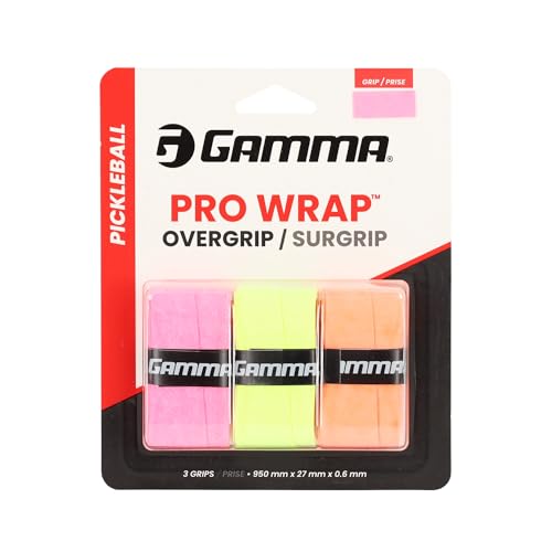Gamma Pickleball Pro Wrap Overgrip, Tacky, Durable, Soft Moisture Absorbent Paddle OG, Badminton, Padel Racket Grip, Multiple Colors, Versatile for All Skill Levels, Neon