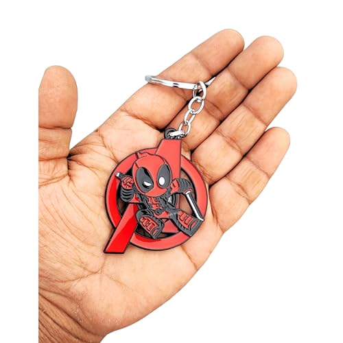 Image of Marvel Keychain deadpool keychain rotating spinning Avengers Keychains metal | Avenger Keychain marvel | avengers keyChain Avengers trend | marvel key chain | KEYCHAIN FOR MEN BIKE