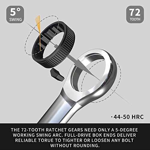 Ironcube Ratcheting Combination Wrench Set, Sae, 8-Piece, 5/16" To 3/4", Chrome Vanadium Steel, With Carrying Bag #TOP2