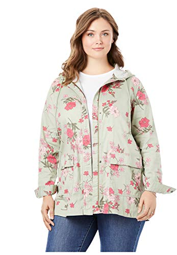 Woman Within Women's Plus Size Lightweight Hooded Jacket - 22/24, Medium Stonewash Blue #TOP4