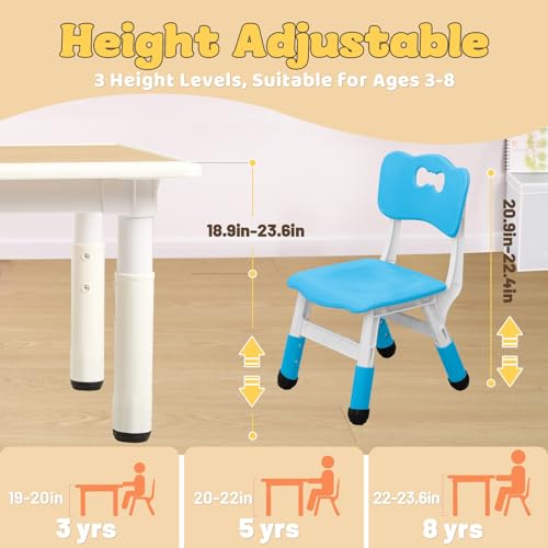 Image of FUNLIO Kids Table and 4 Chairs Set for Ages 3-8, Height Adjustable Toddler Table and Chair Set, Easy to Wipe Arts & Crafts Table, for Classrooms /Homes /Daycares, CPC & CE Approved(5 pcs set)-Multicolor