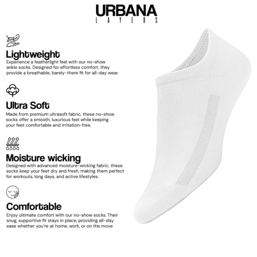No Show Socks Men's White Low Cut Ankle Socks Athletic Running | 6 Pairs (Sizes 8-12/9-13)2