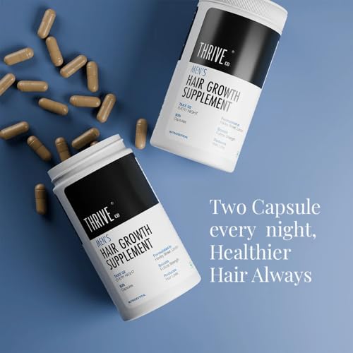 Image of ThriveCo All-in-One Hair Growth Vitamin with Biotin, Omega 3, Vitamin-E, Ashwagandha and Natural Extracts, 60 Capsules | Supports Hair Strength & Skin Health