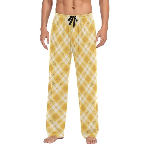GuoChe Pajamas For Men Pants Men Pjs Pants with pockets for Fall Christmas Gifts Small
