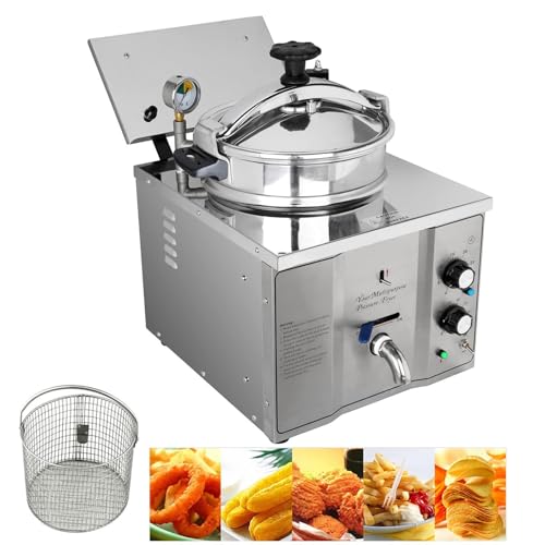 XSDAJSD Freidora a presión eléctrica de 16 l, freidora a presión Comercial de encimera, máquina para freír Pollo, máquina de Acero Inoxidable de Alta presión para freír Pollo.