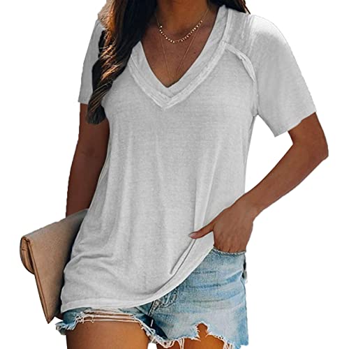 ZYHMD T-Shirt con Scollo T-Shirt con Scollo a V a