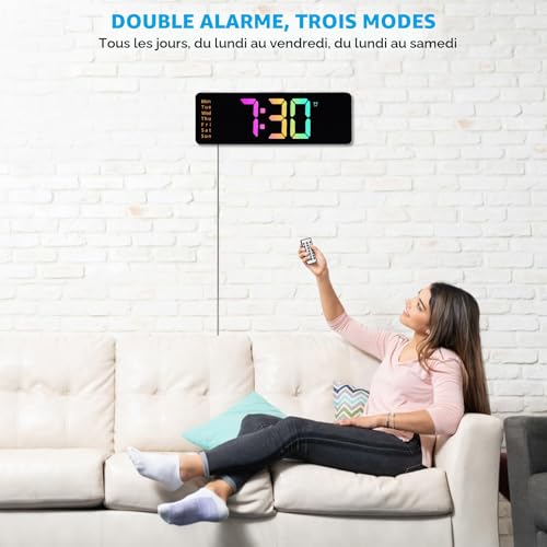 Horloge digitale pour la maison connectée, grand écran LED de salon - 5
