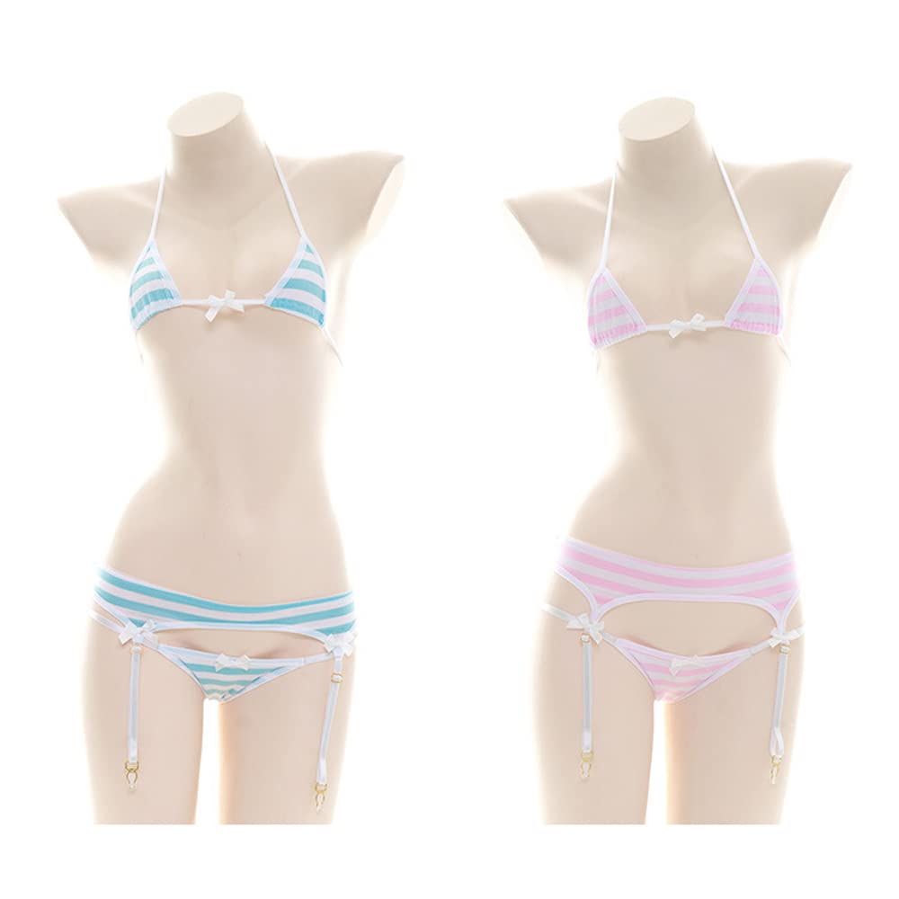 SINGUYUN Womens Sexy Micro bikini Suit Anime Bikini Cosplay Lingerie Kawaii Bra and Panty Set Cute: One Size 204blue